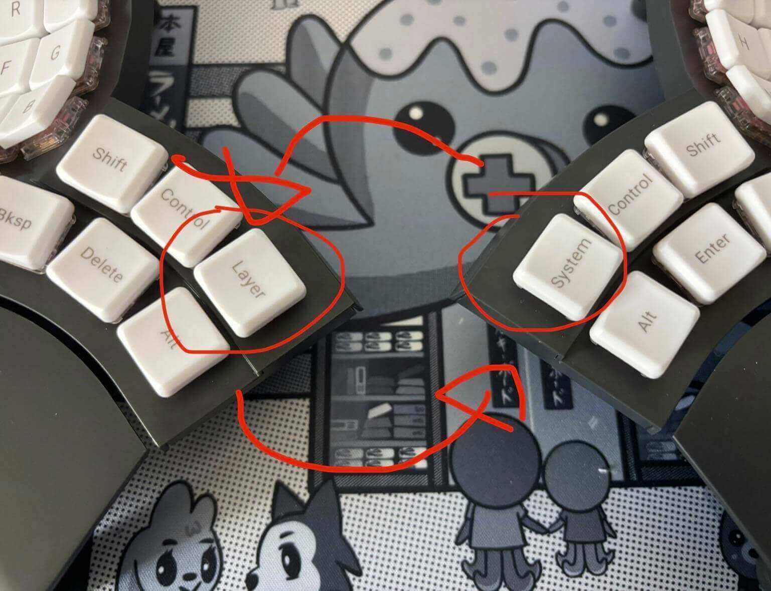 Glove80 left and right thumbcluster