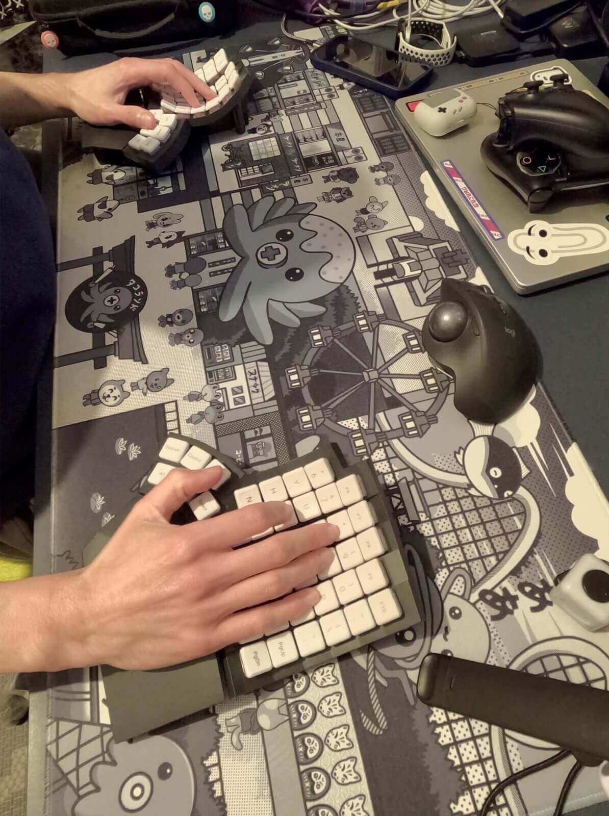 Glove80 on a desk
